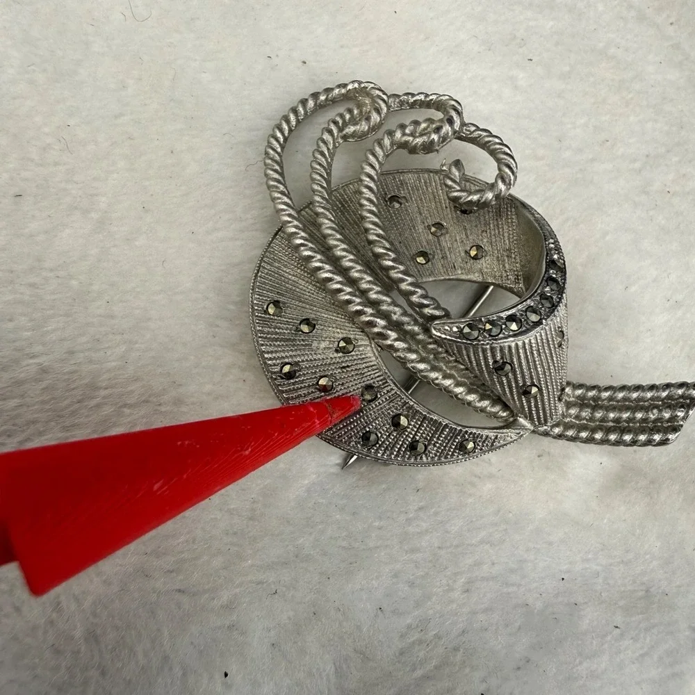 Vintage Kramer Brooch Silver Tone Marcasite
